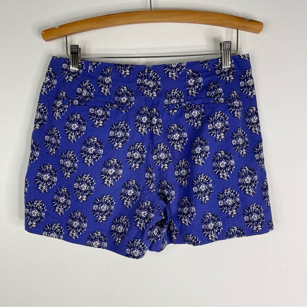Madewell blue white floral linen pleated high waisted preppy shorts 6 - Picture 3 of 5
